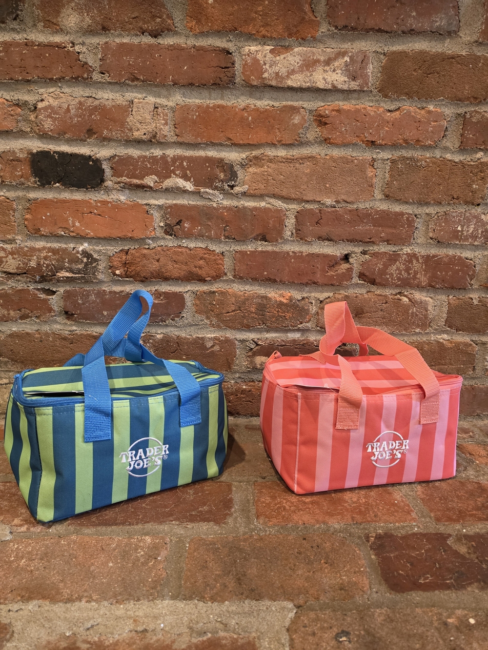 Trader Joe's Striped Insulated Lunch Bag - Blue/Green & Coral/Pink